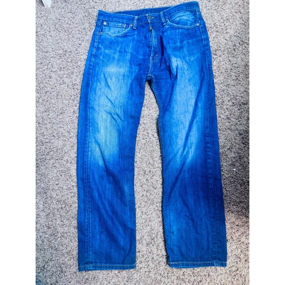 Levis 505 Regular Fit Jeans Mens 36x32 Blue Medium Wash Straight Leg Denim Pant